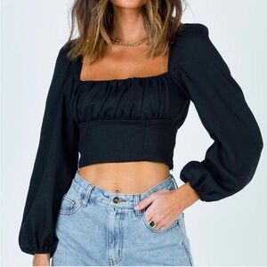 Princess Polly Black Puffy Sleeve Blouse